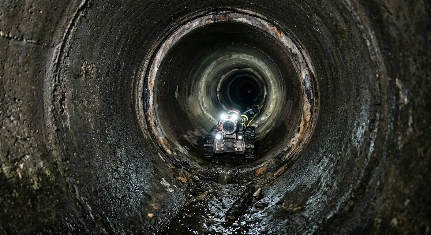 Robotic sewer camera inspecting pipe interior for Sewer Line Repair in Goodyear
